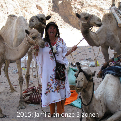 Joyce met haar kamelen